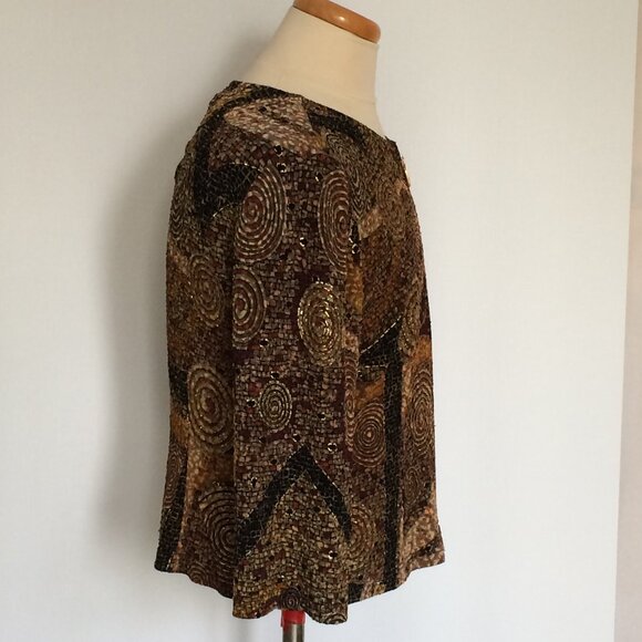 Joseph Ribkoff Trends Jacket Sz 18 Multicolor Mosaic Artsy Print Zip 3/4 Sleeve - Picture 4 of 7